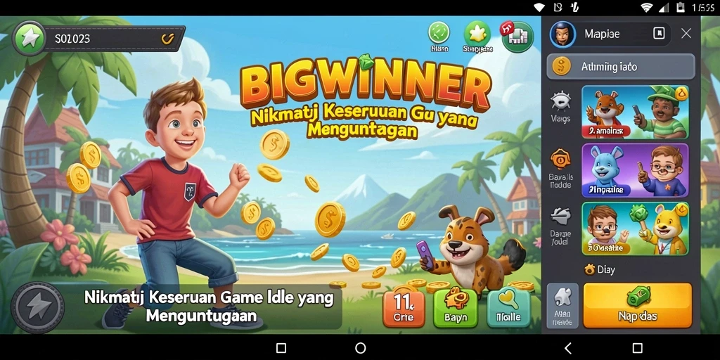 Tampilan gameplay BIGWINNER yang seru dan menghibur dalam genre Idle.