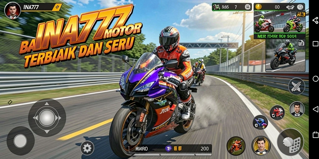 Tampilan gameplay seru dari balap motor INA777.