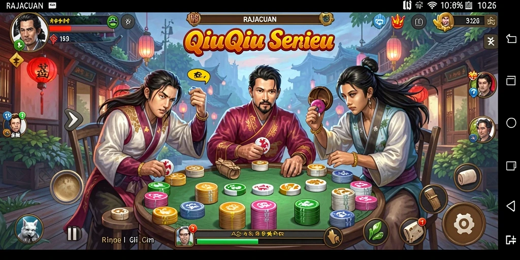 Screenshot gameplay RAJACUAN yang menunjukkan keseruan bermain QiuQiu.