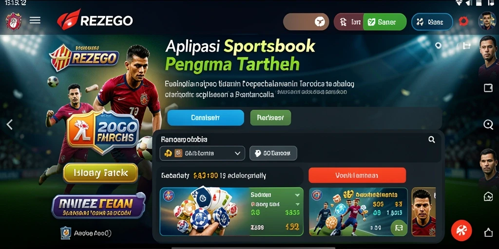 Tampilan menarik aplikasi REZEGO dengan fitur taruhan olahraga.