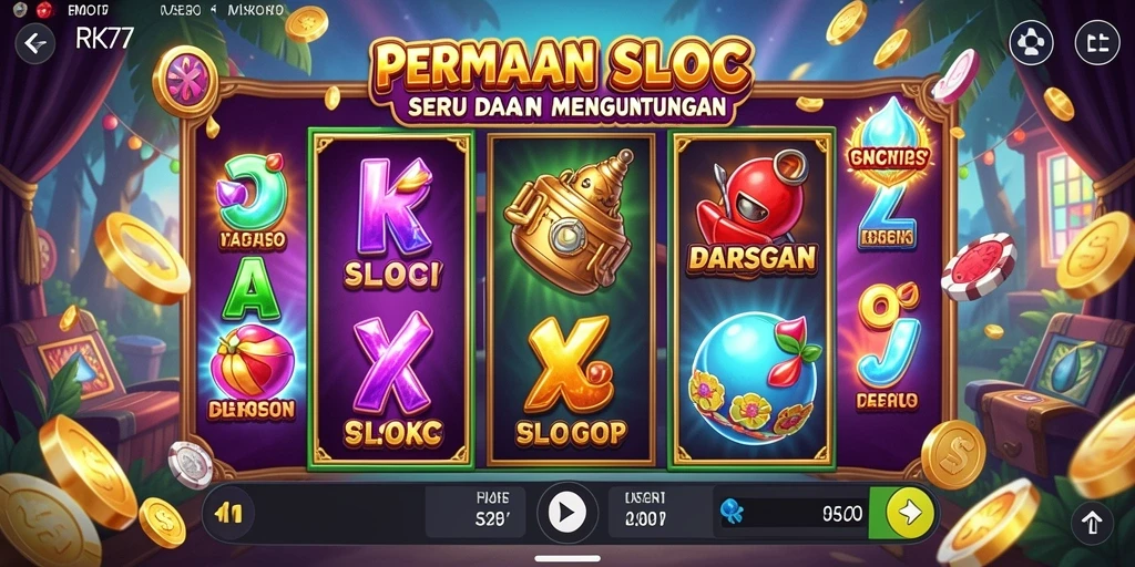 Screenshot utama RK77 menunjukkan pengalaman bermain slot yang mendebarkan.