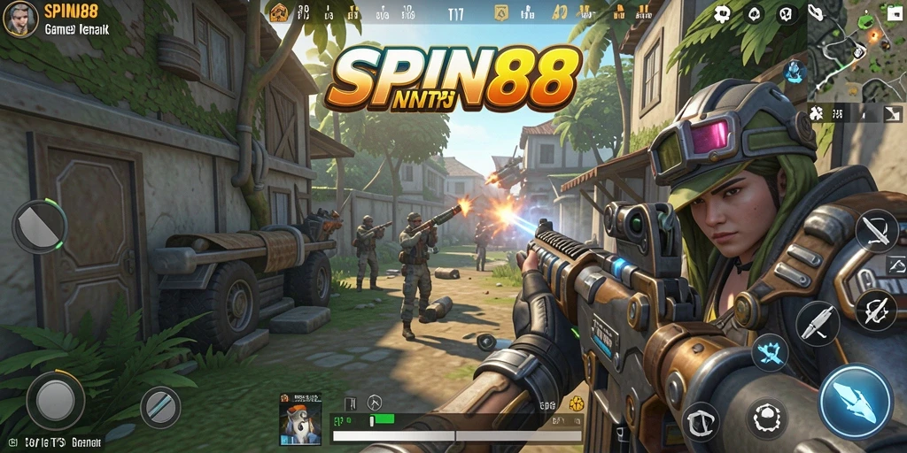 Screenshot SPIN88 menampilkan aksi seru dalam gameplay TPS.