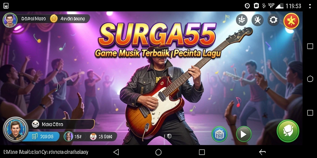 Tampilan gameplay SURGA55 yang menarik dengan musik dan tantangan.