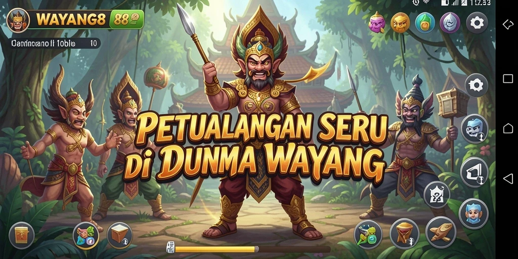 Tampilan gameplay WAYANG88 menampilkan petualangan seru yang penuh warna.